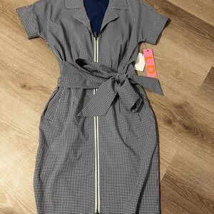 LDT navy gingham dress NWT Size 0